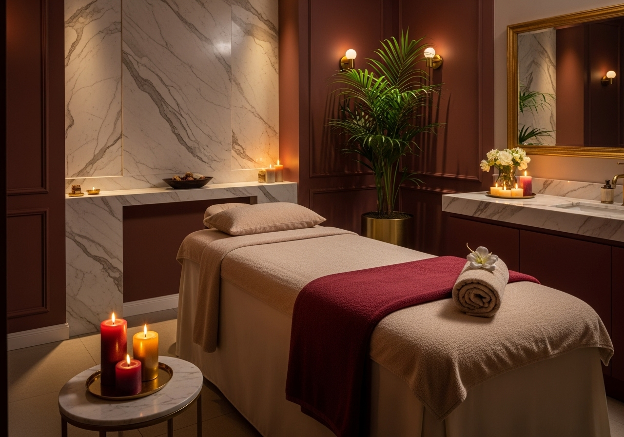 Luxury massage treatment room setup - Arabian Serenity Dubai
